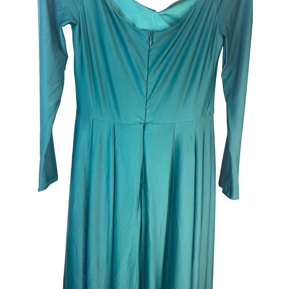 Miss Ord Deep Teal Long Medium Sleeve Sweetheart Neckline Maxi Dress - Picture 9 of 15